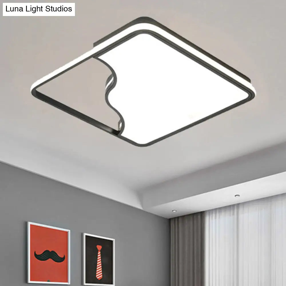 Modern Led Ceiling Light Fixture For Bedroom - Simple Acrylic Design Black/White 16/19.5/35.5 W