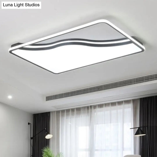 Modern Led Ceiling Light Fixture For Bedroom - Simple Acrylic Design Black/White