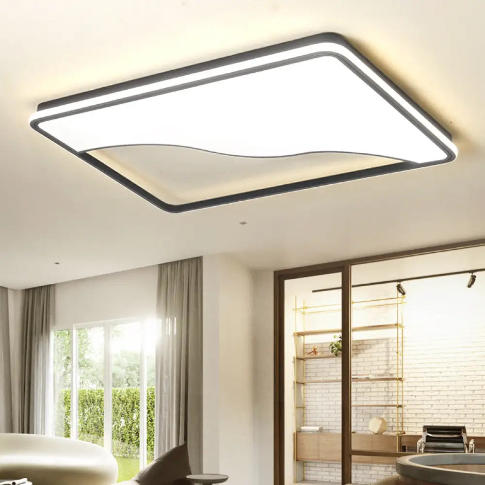 Modern Led Ceiling Light Fixture For Bedroom - Simple Acrylic Design Black/White