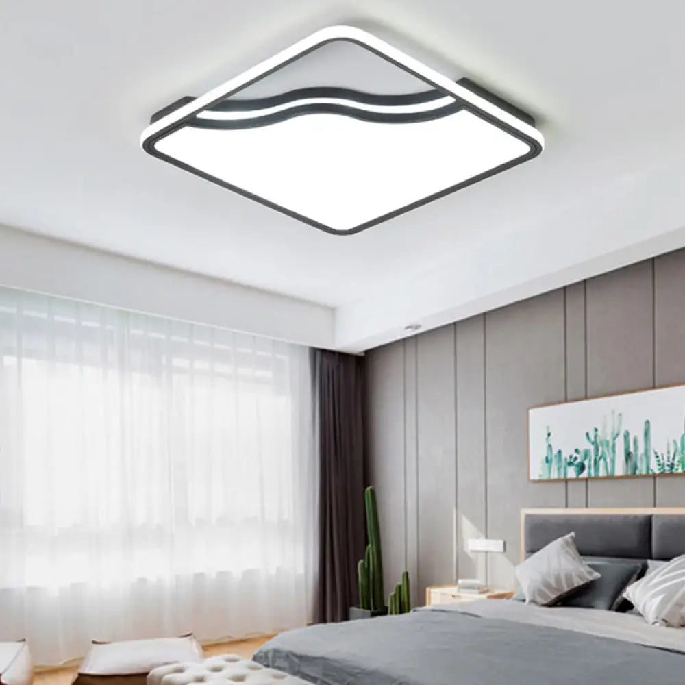 Modern Led Ceiling Light Fixture For Bedroom - Simple Acrylic Design Black/White