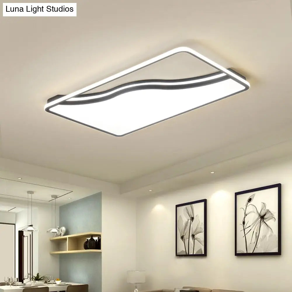 Modern Led Ceiling Light Fixture For Bedroom - Simple Acrylic Design Black/White 16/19.5/35.5 W