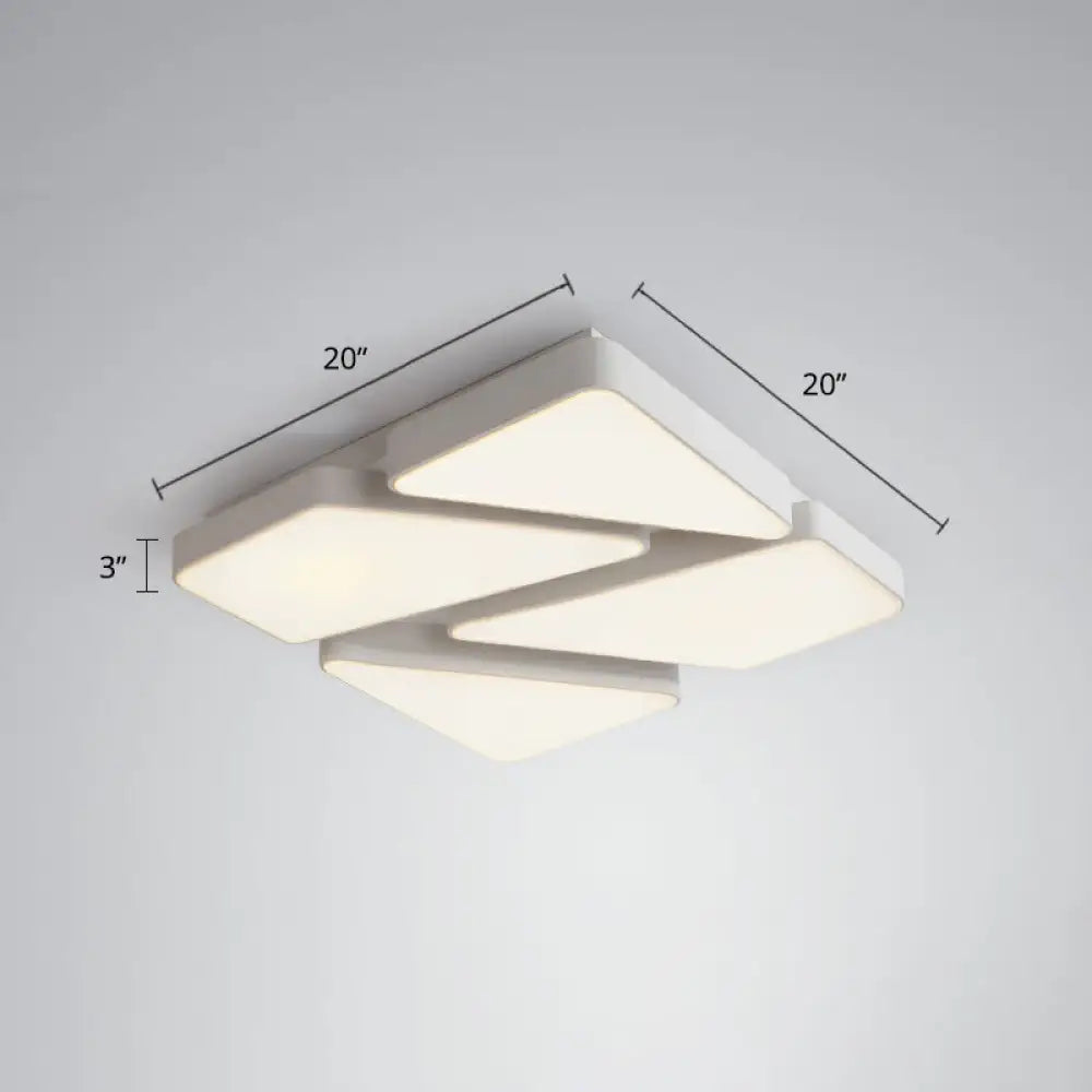 Modern Led Ceiling Light Fixture With Acrylic Diffuser For Bedroom – Nordic Style Square Mount