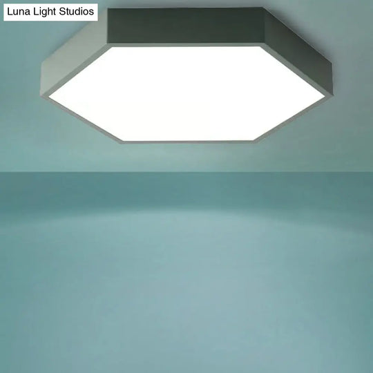 Modern Led Ceiling Light For Child Bedroom With Hexagon Shade Green / 12 Warm