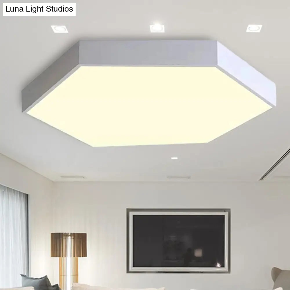 Modern Led Ceiling Light For Child Bedroom With Hexagon Shade White / 12 Warm