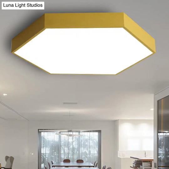 Modern Led Ceiling Light For Child Bedroom With Hexagon Shade Yellow / 12 Warm