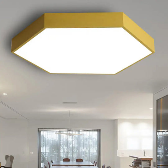 Modern Led Ceiling Light For Child Bedroom With Hexagon Shade Yellow / 12’ Warm