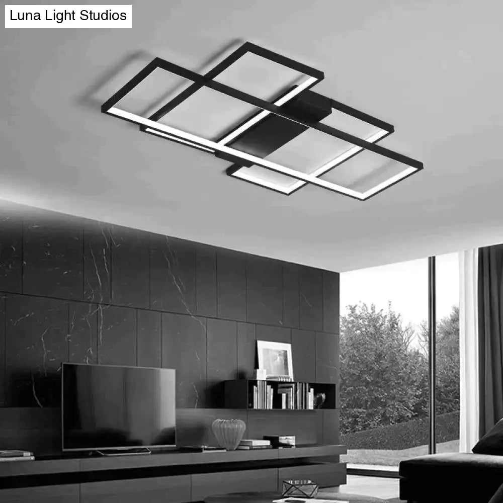 Modern Led Ceiling Light Living Room Bedroom Dining Aluminum Alloy Black&White Chandelier Lamp