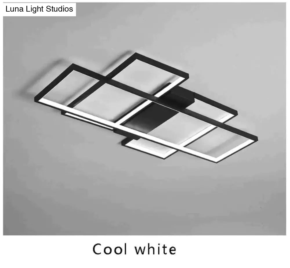 Modern Led Ceiling Light Living Room Bedroom Dining Aluminum Alloy Black&White Chandelier Lamp