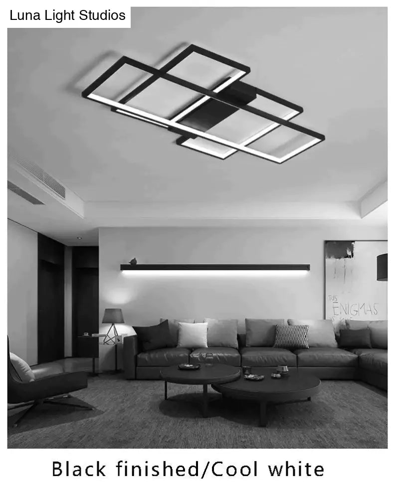 Modern Led Ceiling Light Living Room Bedroom Dining Aluminum Alloy Black&White Chandelier Lamp