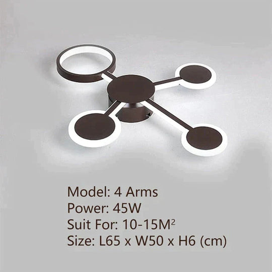 Modern Led Ceiling Light Remote Control For Living Room Bedroom Study Indoor Home Fixtures 4 Arms /