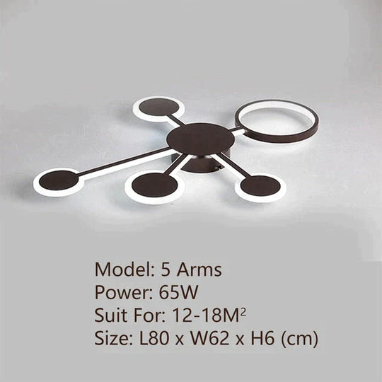 Modern Led Ceiling Light Remote Control For Living Room Bedroom Study Indoor Home Fixtures 5 Arms /