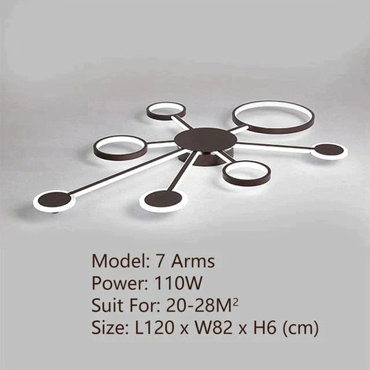 Modern Led Ceiling Light Remote Control For Living Room Bedroom Study Indoor Home Fixtures 7 Arms /