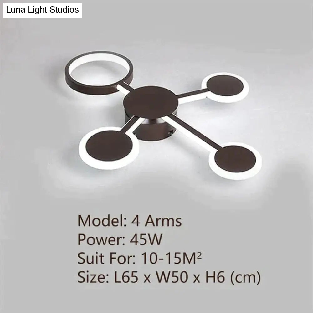 Modern Led Ceiling Light Remote Control For Living Room Bedroom Study Indoor Home Fixtures 4 Arms /