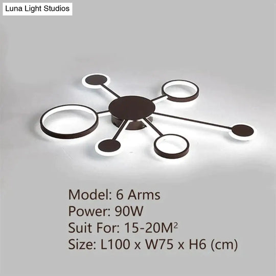 Modern Led Ceiling Light Remote Control For Living Room Bedroom Study Indoor Home Fixtures 6 Arms /