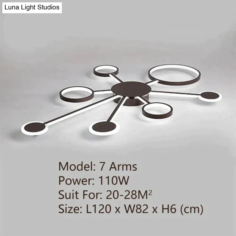 Modern Led Ceiling Light Remote Control For Living Room Bedroom Study Indoor Home Fixtures 7 Arms /