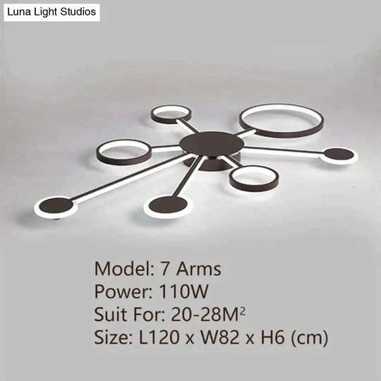 Modern Led Ceiling Light Remote Control For Living Room Bedroom Study Indoor Home Fixtures 7 Arms /