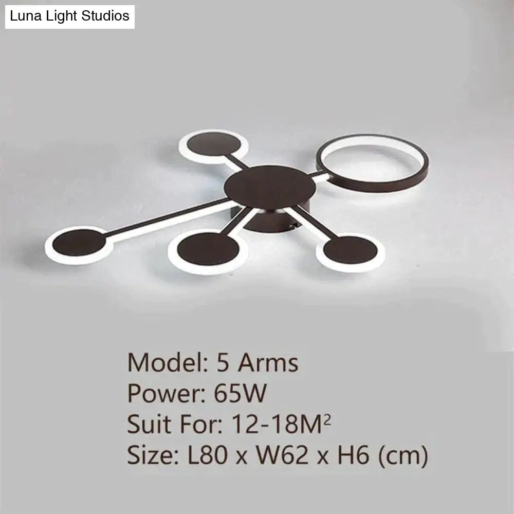 Modern Led Ceiling Light Remote Control For Living Room Bedroom Study Indoor Home Fixtures 5 Arms /