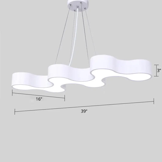 Modern Led Ceiling Light - Sleek Metal Office Chandelier Fixture White /