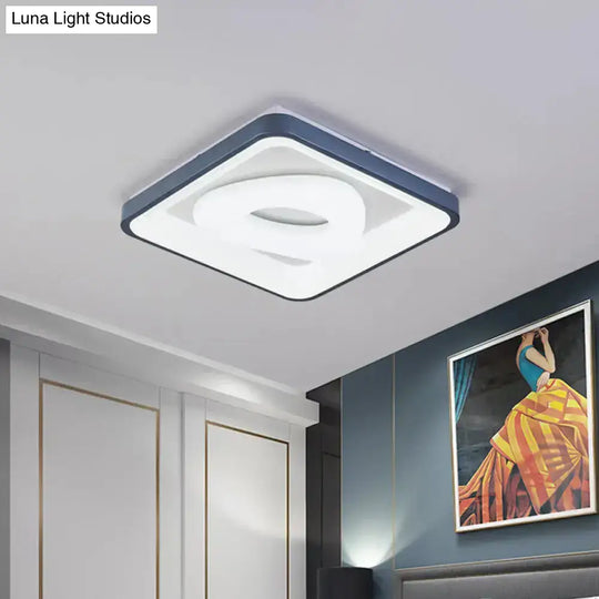 Modern Led Ceiling Light - Triangular Acrylic Flush-Mount In Blue With Round/Square Frame