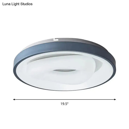 Modern Led Ceiling Light - Triangular Acrylic Flush-Mount In Blue With Round/Square Frame