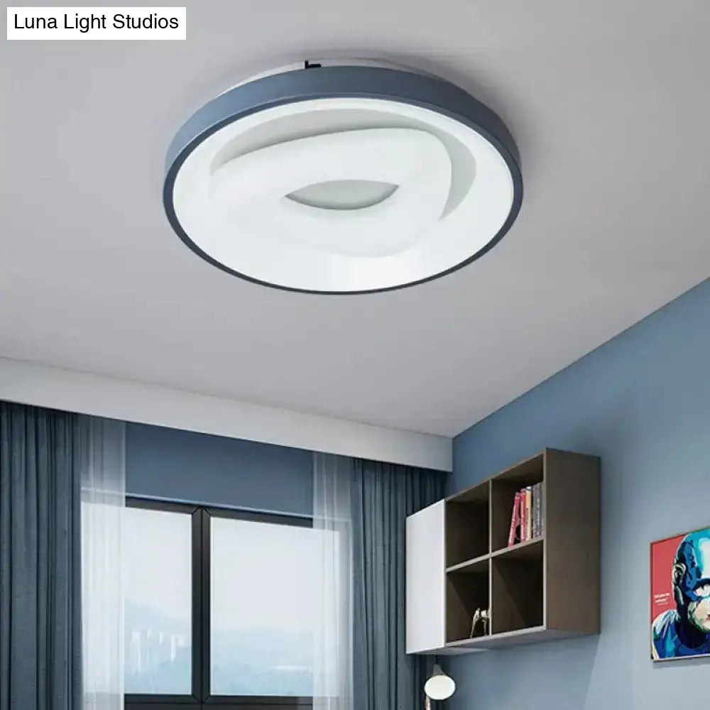 Modern Led Ceiling Light - Triangular Acrylic Flush-Mount In Blue With Round/Square Frame