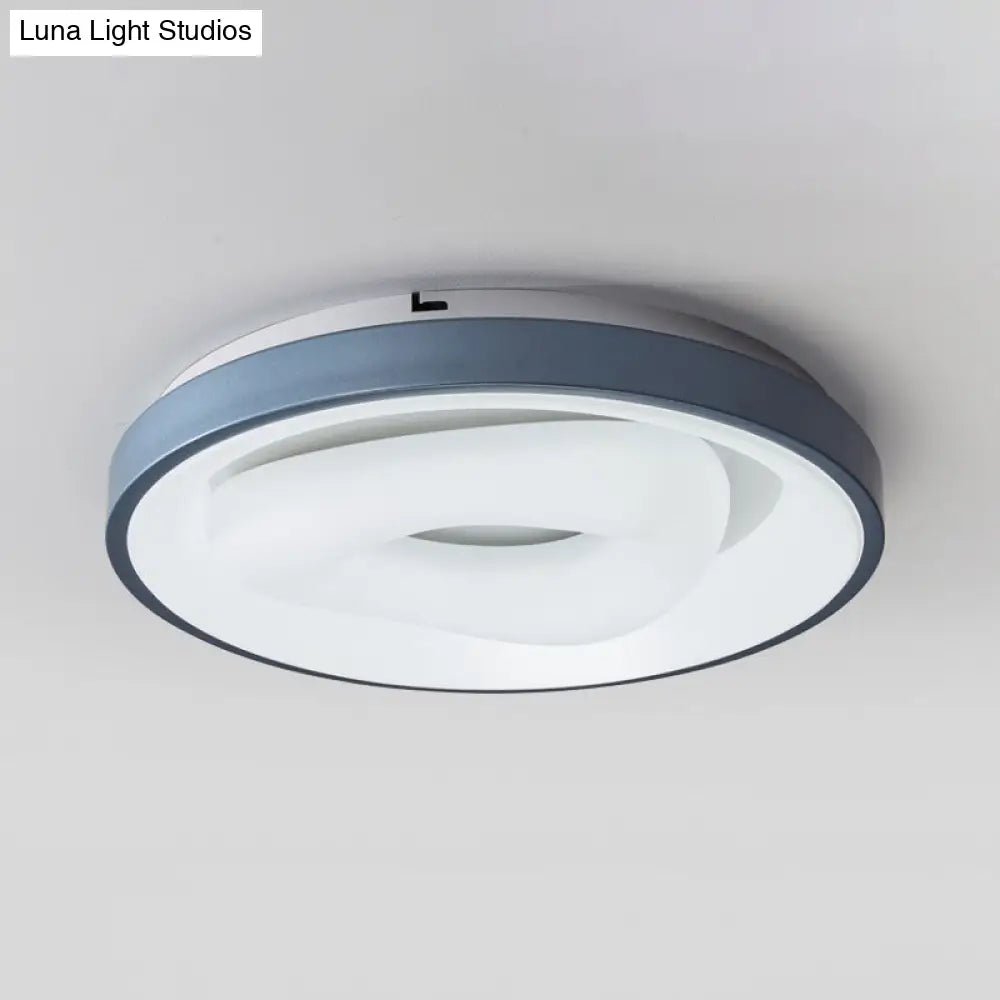 Modern Led Ceiling Light - Triangular Acrylic Flush - Mount In Blue With Round/Square Frame
