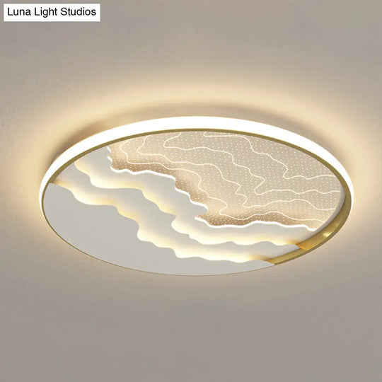 Modern Led Ceiling Light: Wavy Acrylic Flush Mount Lamp For Bedroom Gold / 16.5 Remote Control