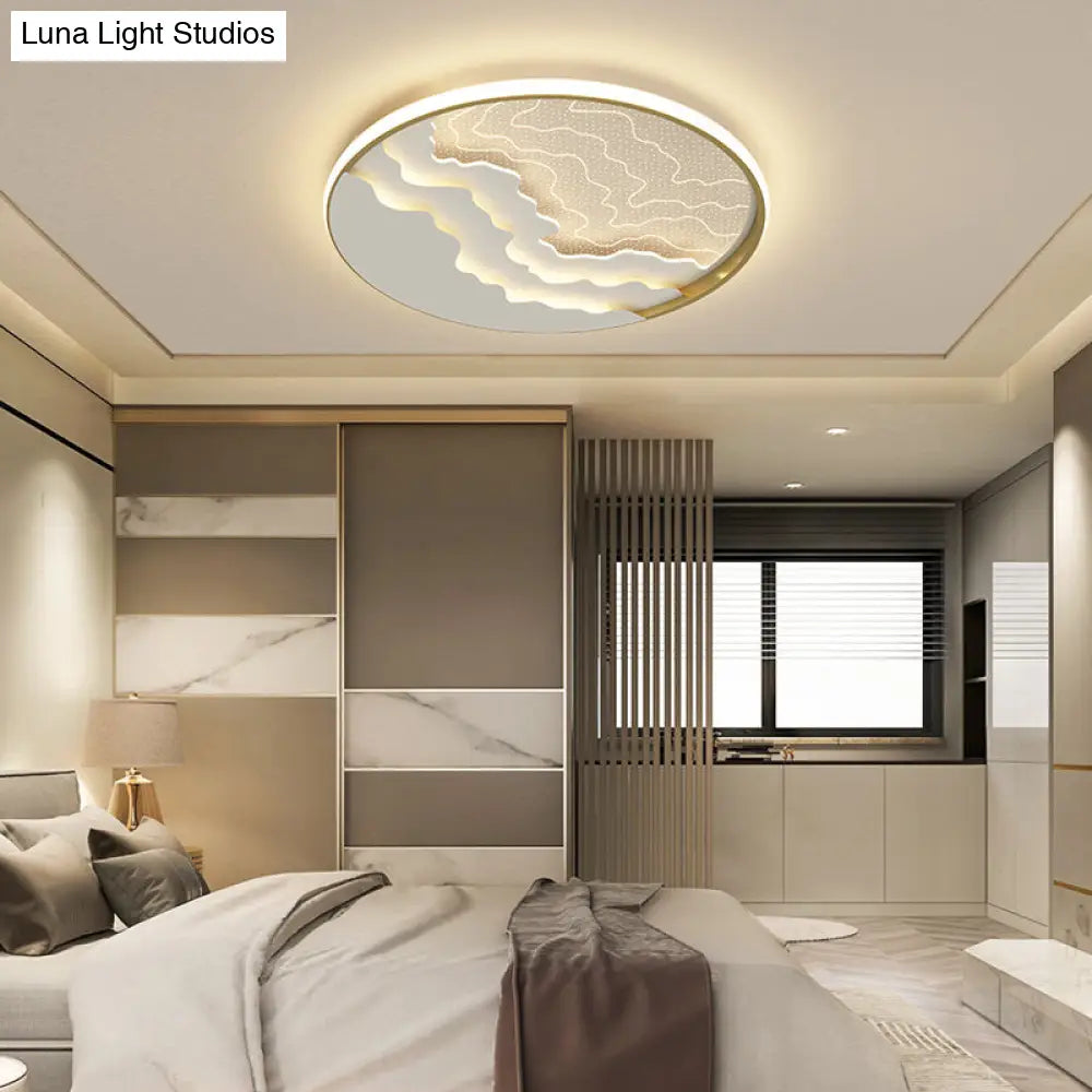 Modern Led Ceiling Light: Wavy Acrylic Flush Mount Lamp For Bedroom