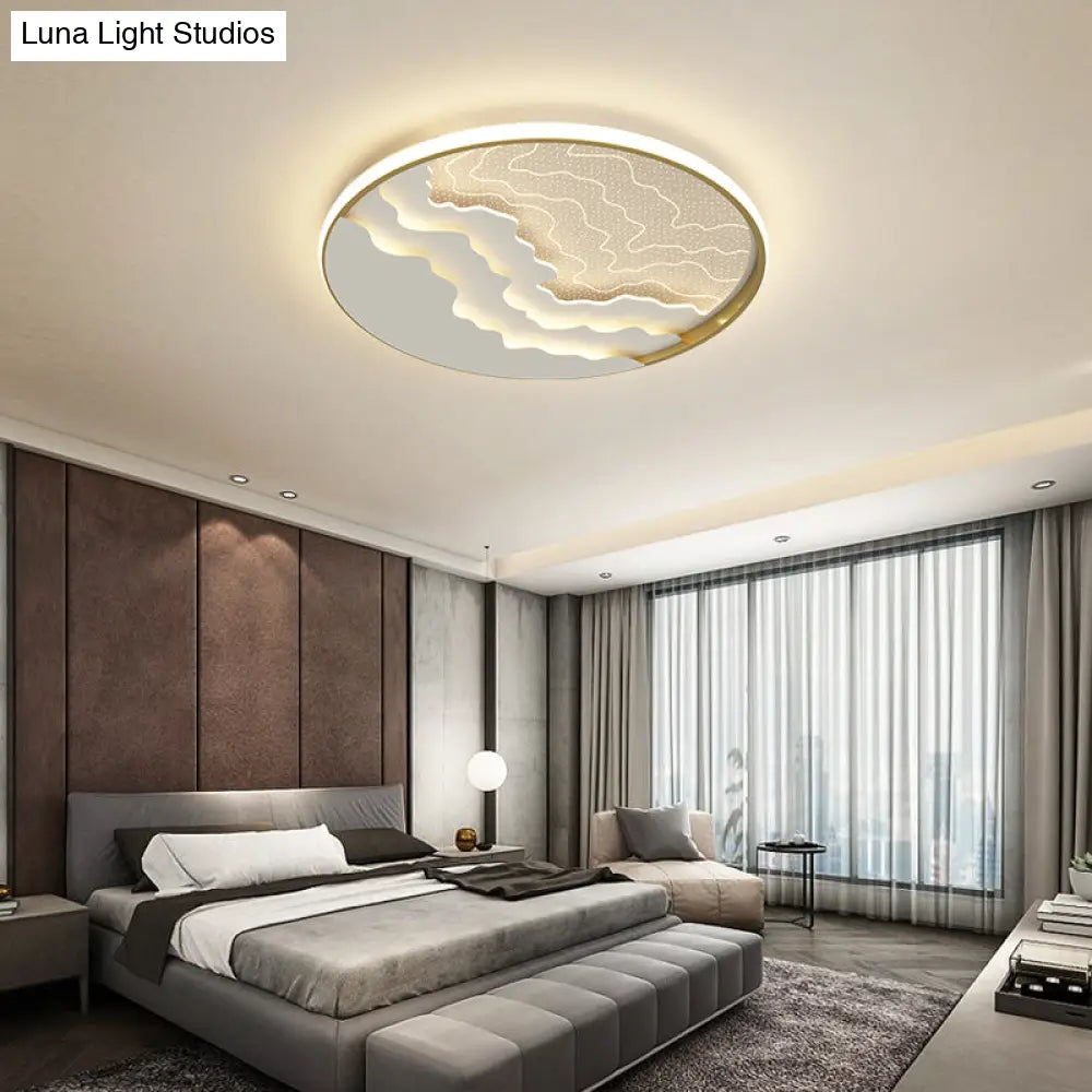 Modern Led Ceiling Light: Wavy Acrylic Flush Mount Lamp For Bedroom Gold / 16.5 White