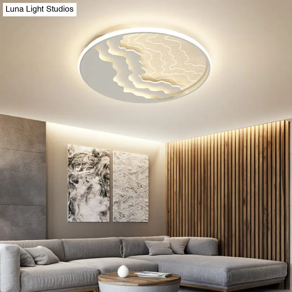 Modern Led Ceiling Light: Wavy Acrylic Flush Mount Lamp For Bedroom White / 16.5 Third Gear