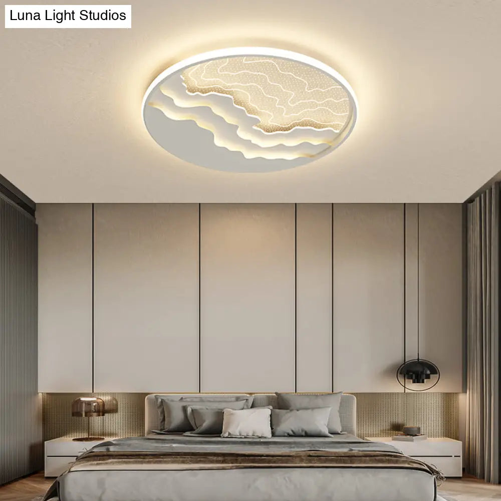 Modern Led Ceiling Light: Wavy Acrylic Flush Mount Lamp For Bedroom White / 16.5 Remote Control