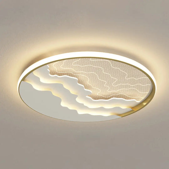 Modern Led Ceiling Light: Wavy Acrylic Flush Mount Lamp For Bedroom Gold / 16.5’ Remote Control