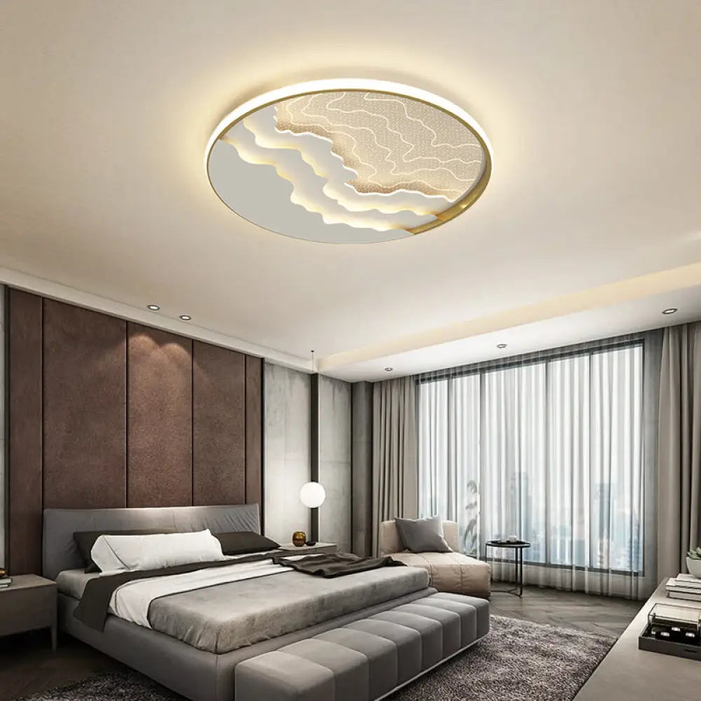 Modern Led Ceiling Light: Wavy Acrylic Flush Mount Lamp For Bedroom Gold / 16.5’ White