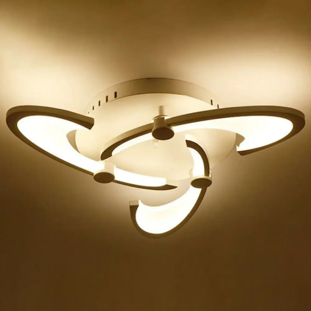 Modern Led Ceiling Light - Windmill Acrylic Semi Flush Mount In White 3 / Warm