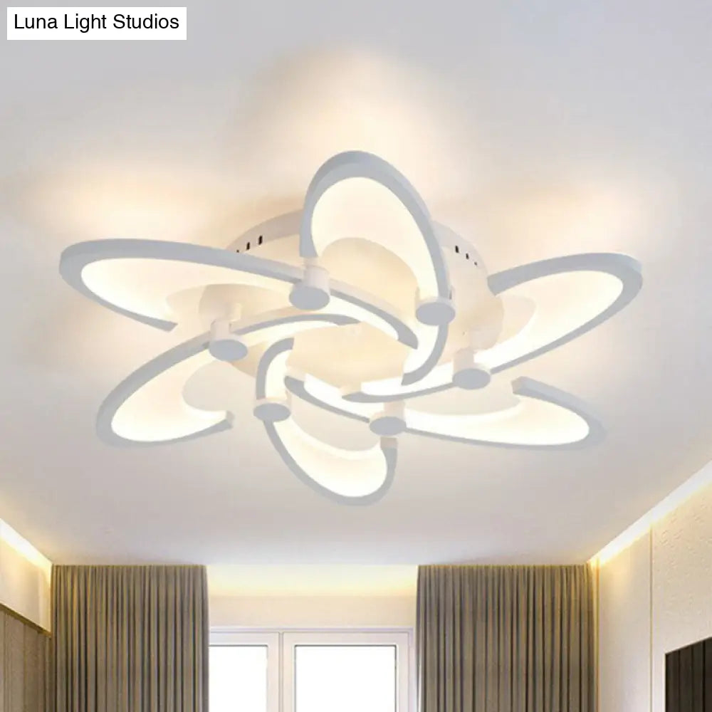 Modern Led Ceiling Light - Windmill Acrylic Semi Flush Mount In White 6 / Warm