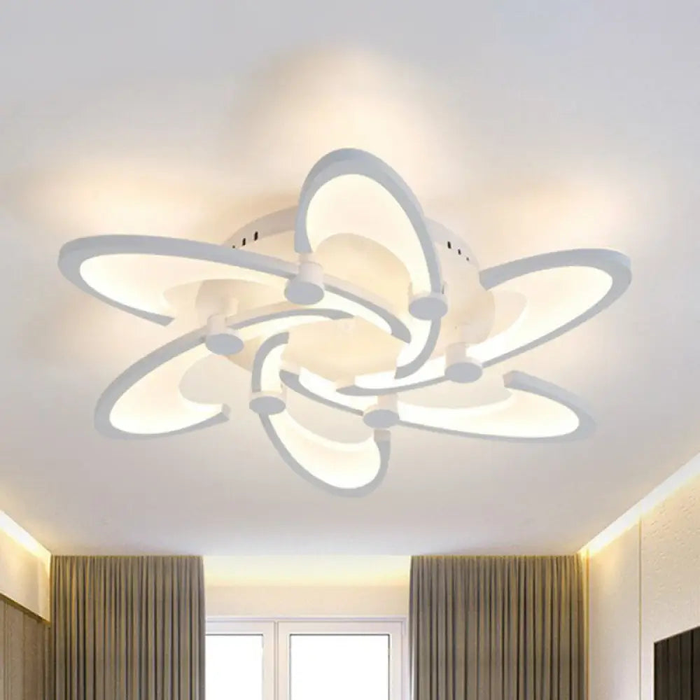 Modern Led Ceiling Light - Windmill Acrylic Semi Flush Mount In White 6 / Warm