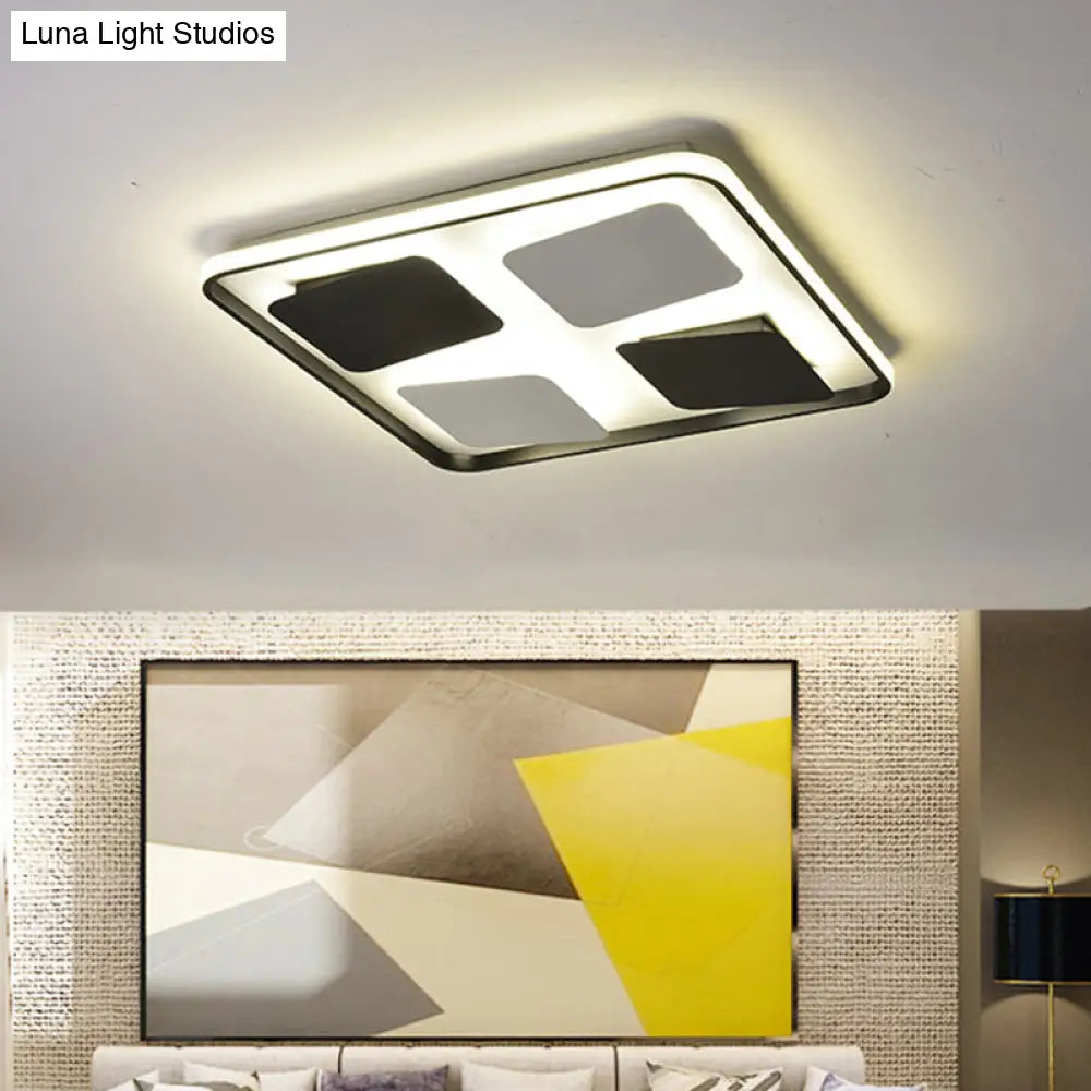 Modern Led Ceiling Light With Black & White Acrylic Shade - Warm/White