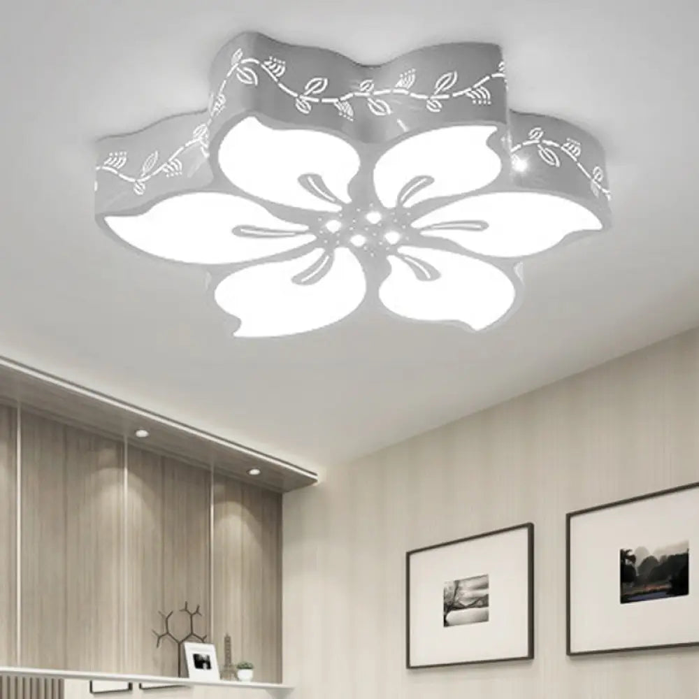Modern Led Ceiling Light With Butterfly Metal Flush Mount For Girls Bedroom - White / B