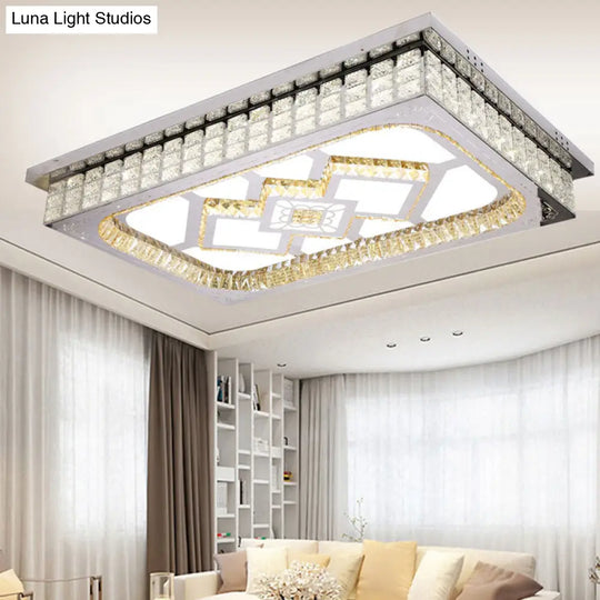 Modern Led Ceiling Light With Clear Crystal Shade For Living Room