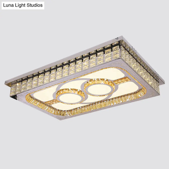 Modern Led Ceiling Light With Clear Crystal Shade For Living Room