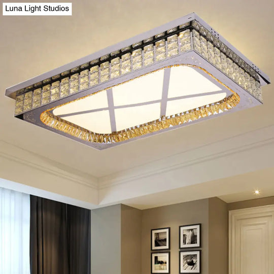Modern Led Ceiling Light With Clear Crystal Shade For Living Room / B
