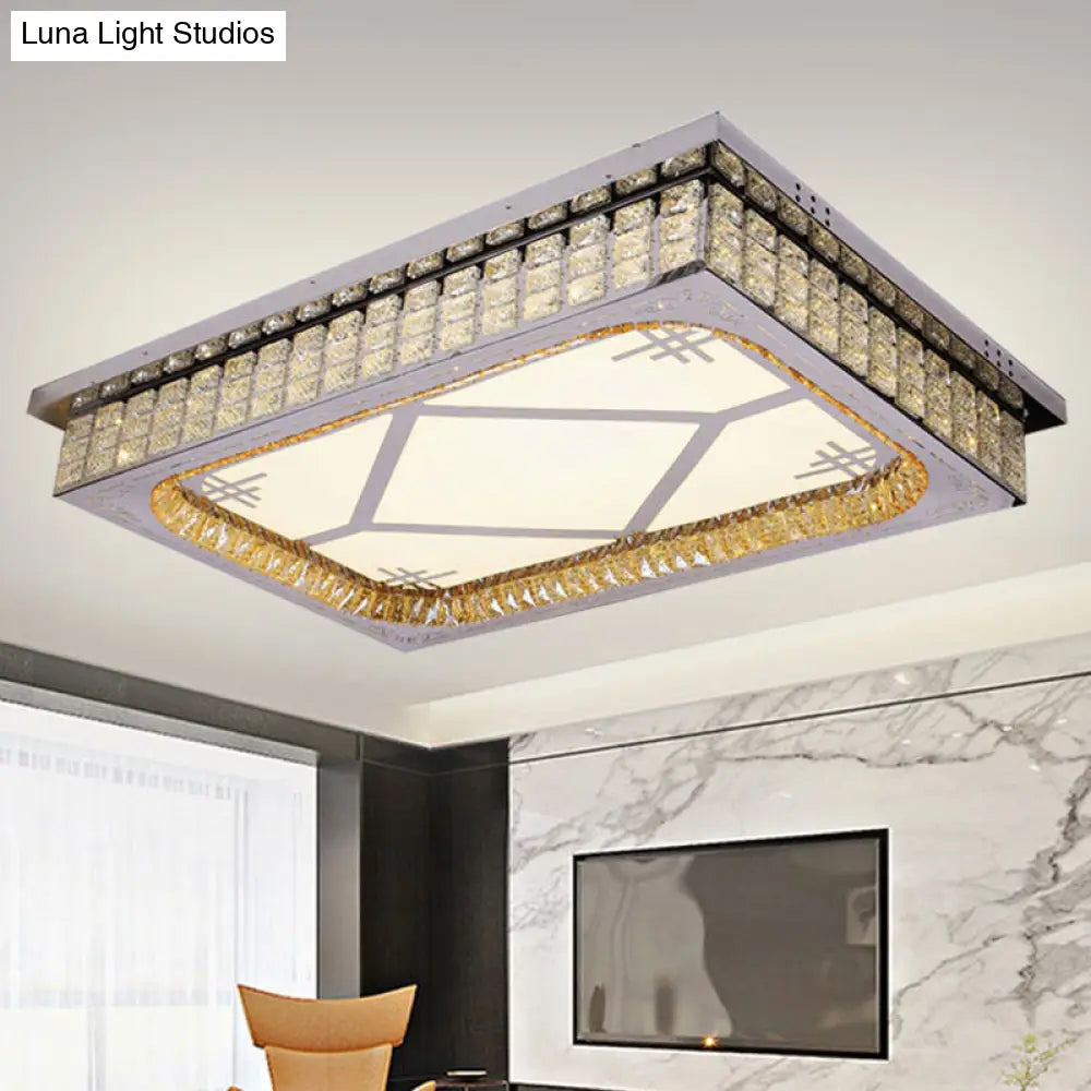 Modern Led Ceiling Light With Clear Crystal Shade For Living Room / A