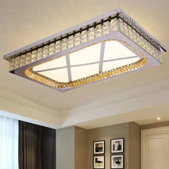 Modern Led Ceiling Light With Clear Crystal Shade For Living Room / B