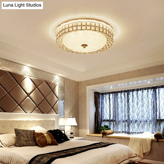 Modern Led Ceiling Light With Crystal Accents And White Glass Diffuser