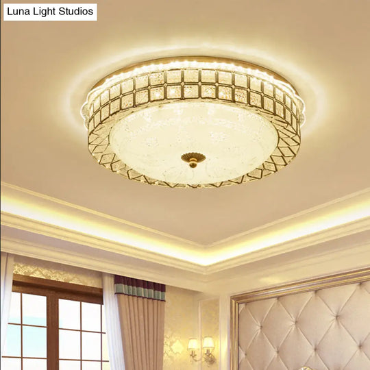 Modern Led Ceiling Light With Crystal Accents And White Glass Diffuser