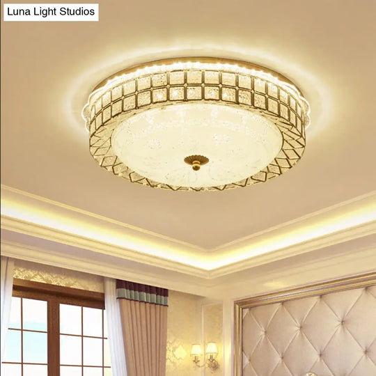 Modern Led Ceiling Light With Crystal Accents And White Glass Diffuser