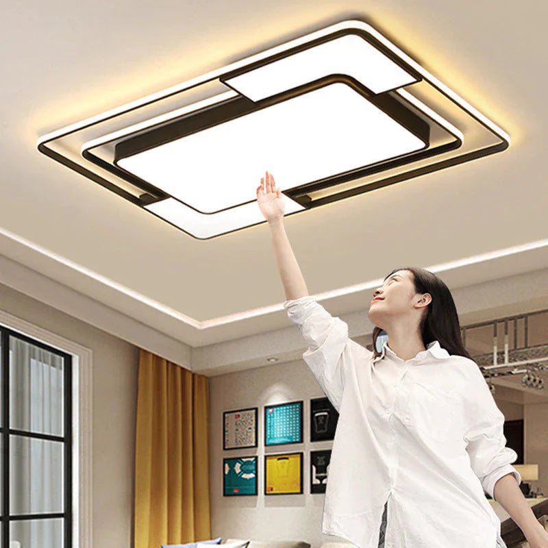 Modern LED Ceiling Light With Remote Control For Living Room Bedroom  Surface Mounted Ceiling Lights White Black Body Color Dero