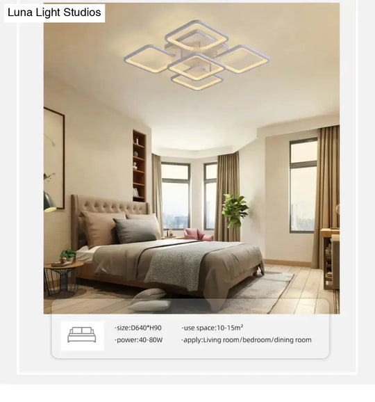 Modern Led Ceiling Lights Dimmable Lamp With App Remote Control For Living Room Bedroom Home