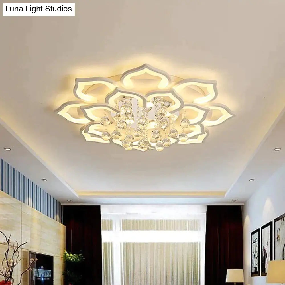 Modern Led Ceiling Lights Fixtures For Living Room White K9 Crystal Home Bedroom Lamp With Remote