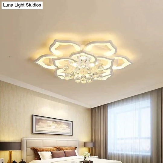 Modern Led Ceiling Lights Fixtures For Living Room White K9 Crystal Home Bedroom Lamp With Remote